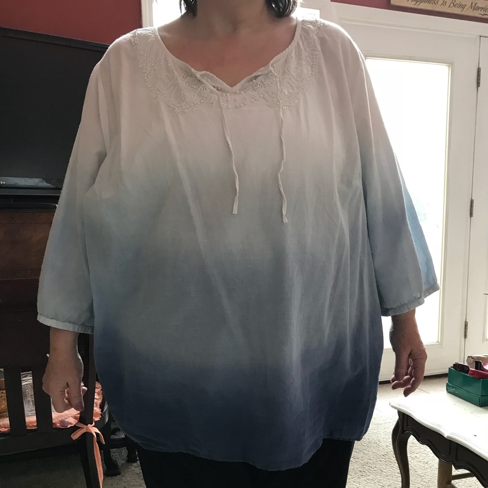 Blue & white ombré top